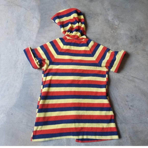 🎈Sale! Vintage 70s Swim Cover Up Top Striped Hooded S - Picture 3 of 8